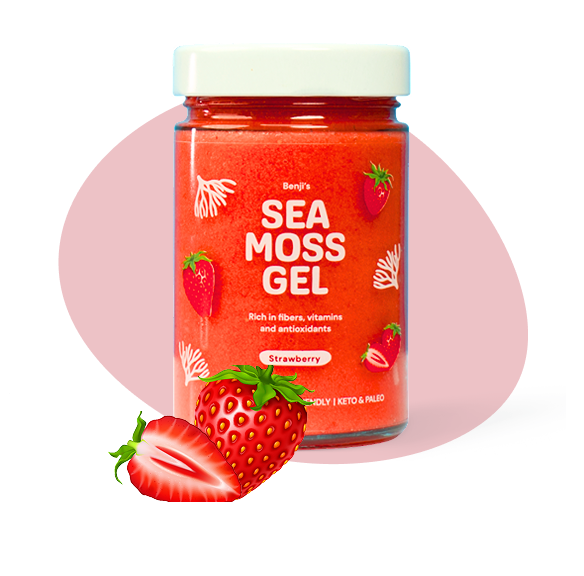 Benji's Jordbær sea moss gel i 327 ml glas