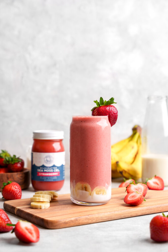 Jordbær banan shake med sea moss